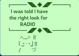 Cat holding sign that reads: I was told I have the right look for RADIO