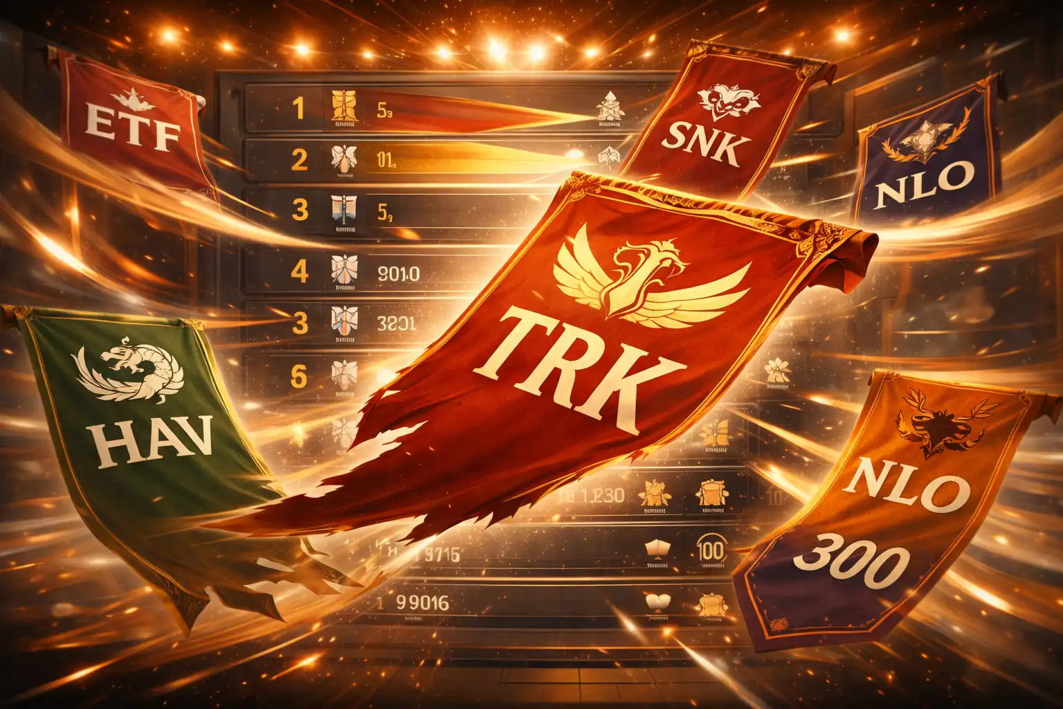 Alliance banners slide off and reappear under new names as the leaderboard reshuffles in real time