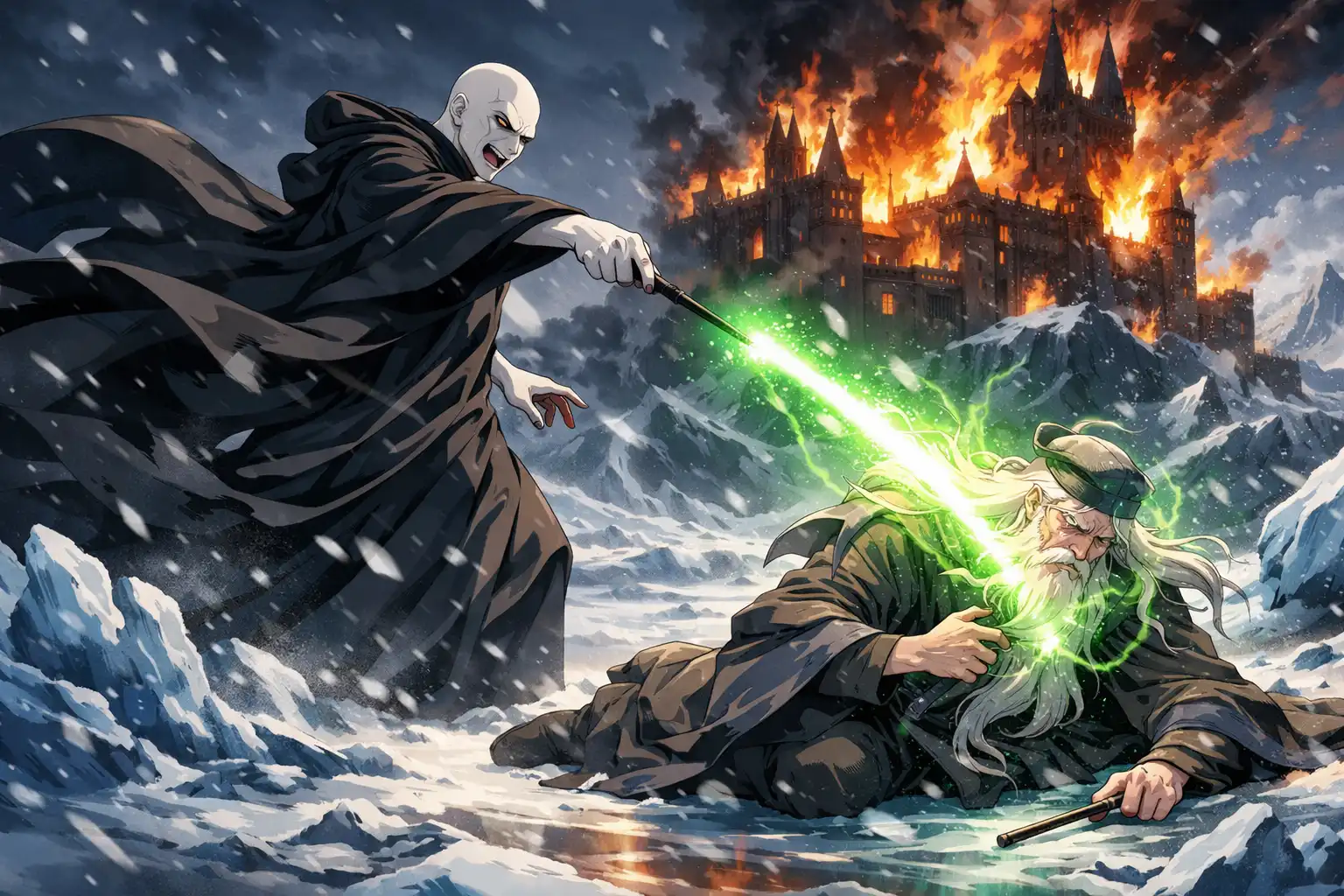 SVS ranking screen showing Voldemort decisively ahead of Albus Dumbledore, with icy rivalry and smug competitive tension.